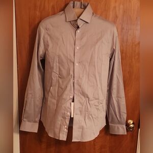 NWT Michael Kors Gray Frist Medium 34/35 15.5 Slim Fit Dress Shirt